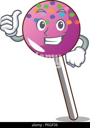 Thumbs up lollipop with sprinkles character cartoon Stock Vector