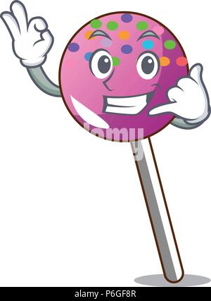 Call me lollipop with sprinkles mascot cartoon Stock Vector