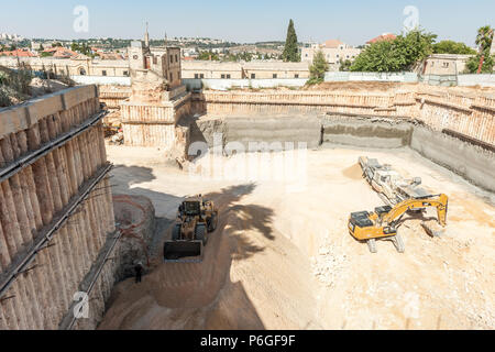 Israel, Jerusalem - 24 June 2018: Construction site of the new Bezalel Academy of Arts and Design designed by SANAA Stock Photo