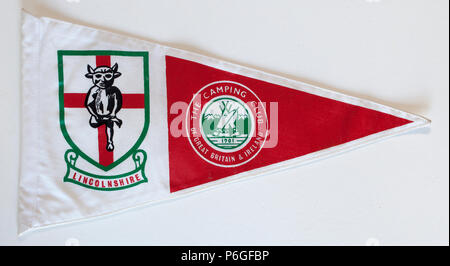 Old Vintage British Camping Flag or Pennant Lincolnshire Stock Photo