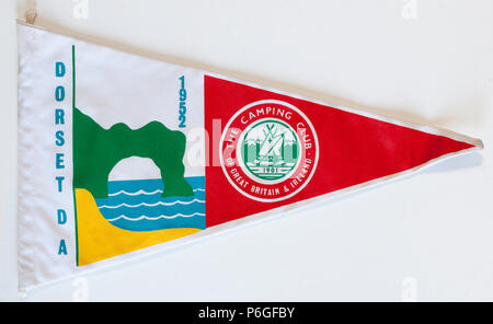 Old Vintage British Camping Flag or Pennant Dorset DA Stock Photo