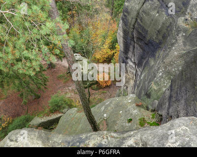 Remains of the rock castle Schauenstein from 14-th century, Bohemian Switzerland, Czech Republic Stock Photo