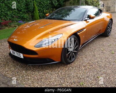 Aston Martin DB11 at a private home in South Yorkshire. The Aston Martin DB11 is a British grand tourer Stock Photo