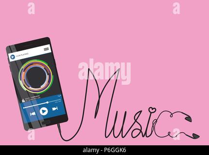 SMARTPHONE AS MUSIC PLAYER Stock Vector