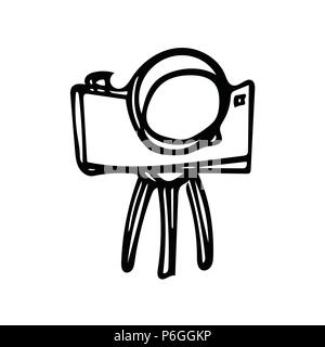 Old style Camera on tripod doodle Stock Vector