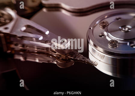 close up inside hard disc Stock Photo