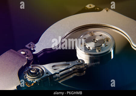close up inside hard disc Stock Photo
