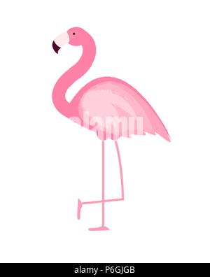Cute Pink Flamingo Icon Vector Illustration Stock Vector Image & Art ...