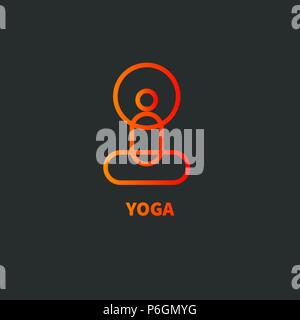 Minimal yoga icon, stylized of asana, logo of yoga studio, line gradient icon. Vector illustration Stock Vector