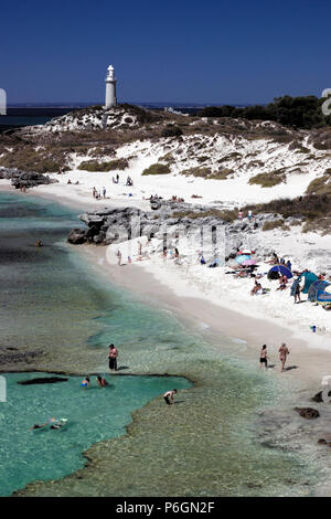 People bathing at Longreach Bay on Rottnest Island, Western Australia, Australia Stock Photo