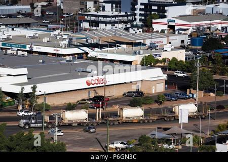 Road train truck driving through Mount Isa in Queensland, Australia Stock Photo