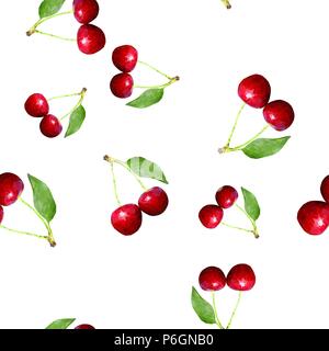 Cherries. Seamless pattern. Polygonal vector illustration Stock Vector