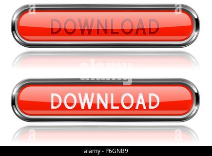 Download red glass buttons. Oval long web icons Stock Vector