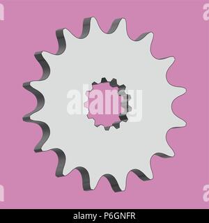 Sprocket wheel on pink background. 3d vector Stock Vector