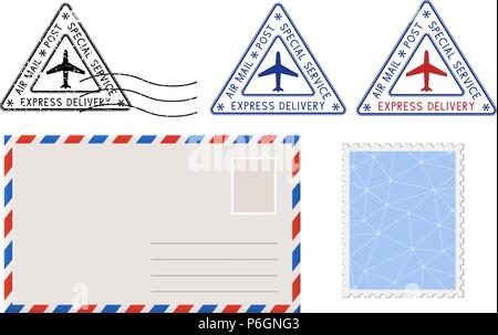 Blank postage stamp icon set. Black silhouette perforated mailing frame ...