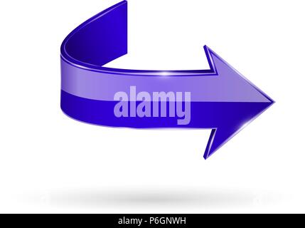 Blue arrow. Web 3d shiny icon Stock Vector