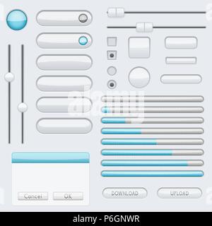 White blank buttons with blue tags. Web interface icons Stock Vector