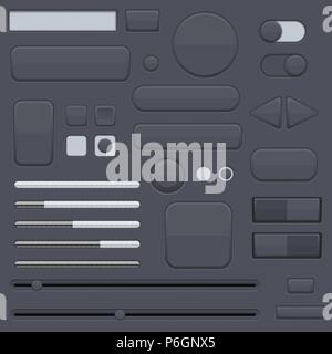 Black interface buttons set Stock Vector