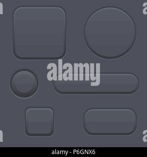 Black blank buttons. Round, oval, square shaped icons Stock Vector
