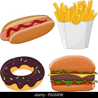 Fast food. Vector illustration isolated on white background Stock Vector