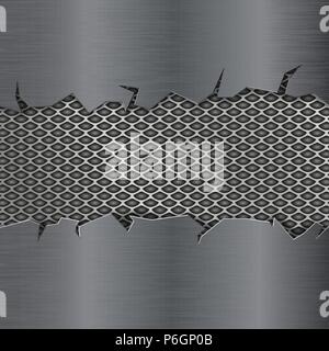Metal texture with torn edges and perforation Stock Vector