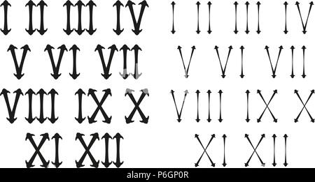 Roman numerals. Vitage gothic numbers on white background Stock Vector
