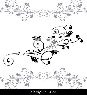 Floral ornaments. Black vintage dividers Stock Vector