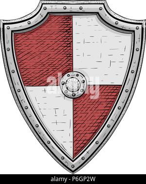 Viking shield. Colored hand drawn sketch Stock Vector