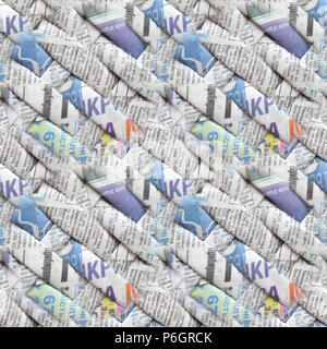 Pretty cool seamless pattern, generated on the base of twisted weaving newspapers. Abstract seamless textured background with cyrillic letters. Stock Photo