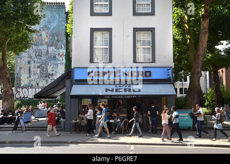 A branch of the coffee shop, Caffé Nero on Tottenham Court Road, central London Stock Photo