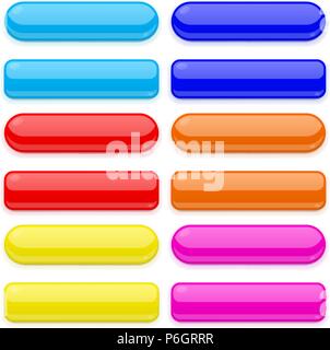 Colored set of 3d glass buttons Stock Vector