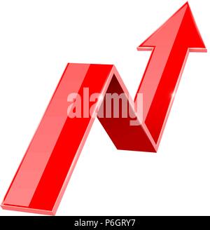 Red 3d up arrow. Financial graph Stock Vector