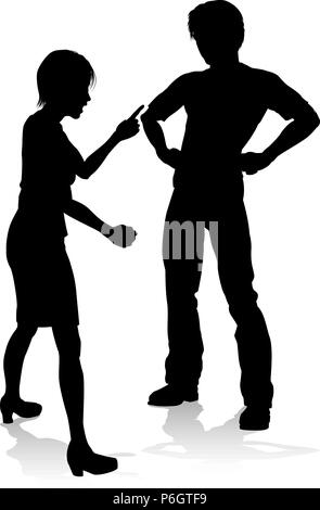 Man and Woman Couple Arguing Silhouette Stock Vector