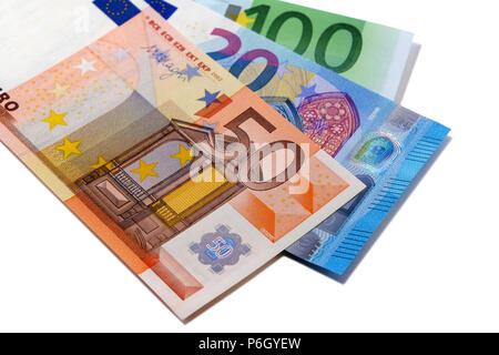 Various euro currency bills Stock Photo
