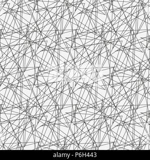 Asymmetrical texture with random chaotic lines, abstract geometric pattern. Black and white vector illustration of design element for creating modern art backgrounds, patterns. Grunge urban style. Stock Vector