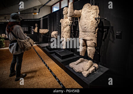 Italy Sardinia Cagliari Archeological Museum - Mont'è Prama Nuarigic  Statue  (900-700 a.C.) From Cabras Stock Photo