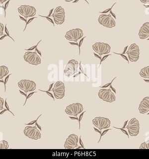 Simple brown flower pattern vector design. Stock Vector