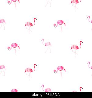 Flamingo pink cartoon hand drawn seamless pattern. Stock Vector