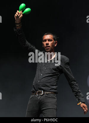 Rick Witter from Shed Seven performs on the main stage during the TRNSMT festival in Glasgow, Scotland. Stock Photo