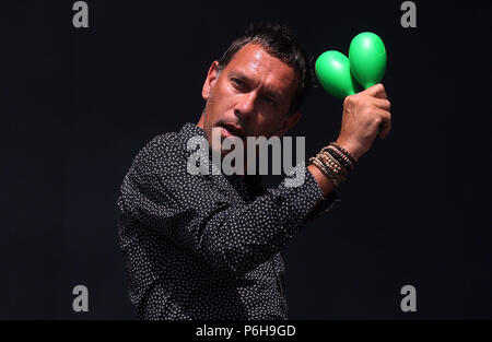 Rick Witter from Shed Seven performs on the main stage during the TRNSMT festival in Glasgow, Scotland. Stock Photo