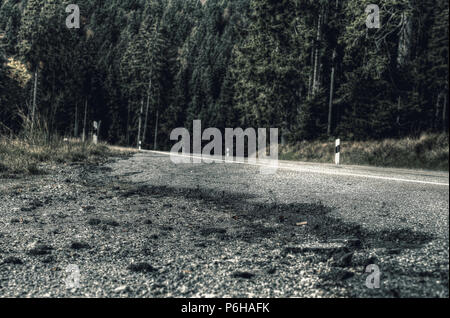 Asphalt road in the bavarian forest Stock Photo