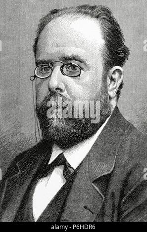 Teodoro Llorente Olivares (1836-1911).  Spanish writer. Engraving by P. Ross. La Ilustration Catalana, 1893. Stock Photo