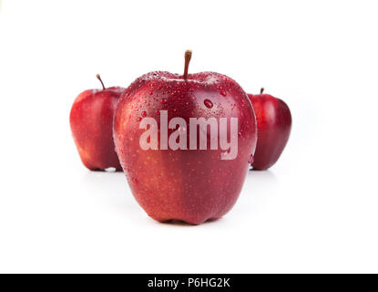 maroon apples closeup on a white background Stock Photo