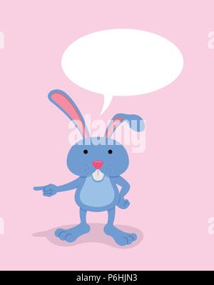 Cartoon rabbit with speech bubble. All the objects are in different layers. Stock Vector