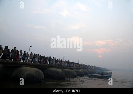 Crowd during the Maha Kumbh mela 2013 in Allahabad , India Stock Photo