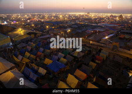 Tents / landscape during Maha Kumbh mela 2013 in Allahabad , India Stock Photo