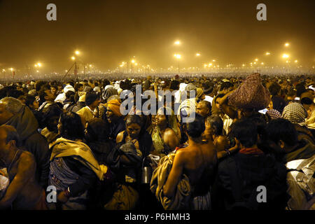 Crowd during the Maha Kumbh mela 2013 in Allahabad , India Stock Photo
