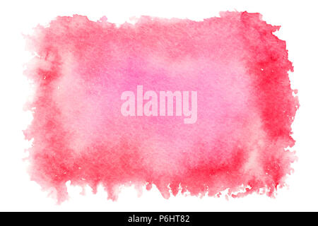 Red watercolor splash isolated on white background. Hand drawn painting. Stock Photo