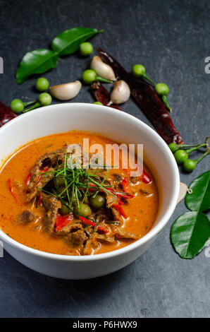 Thai red chili Panang curry with beef Stock Photo