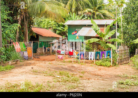 Kralanh, Cambodia - November 20, 2017: Typical Cambodian house  near village of Kralanh in Cambodia. Stock Photo